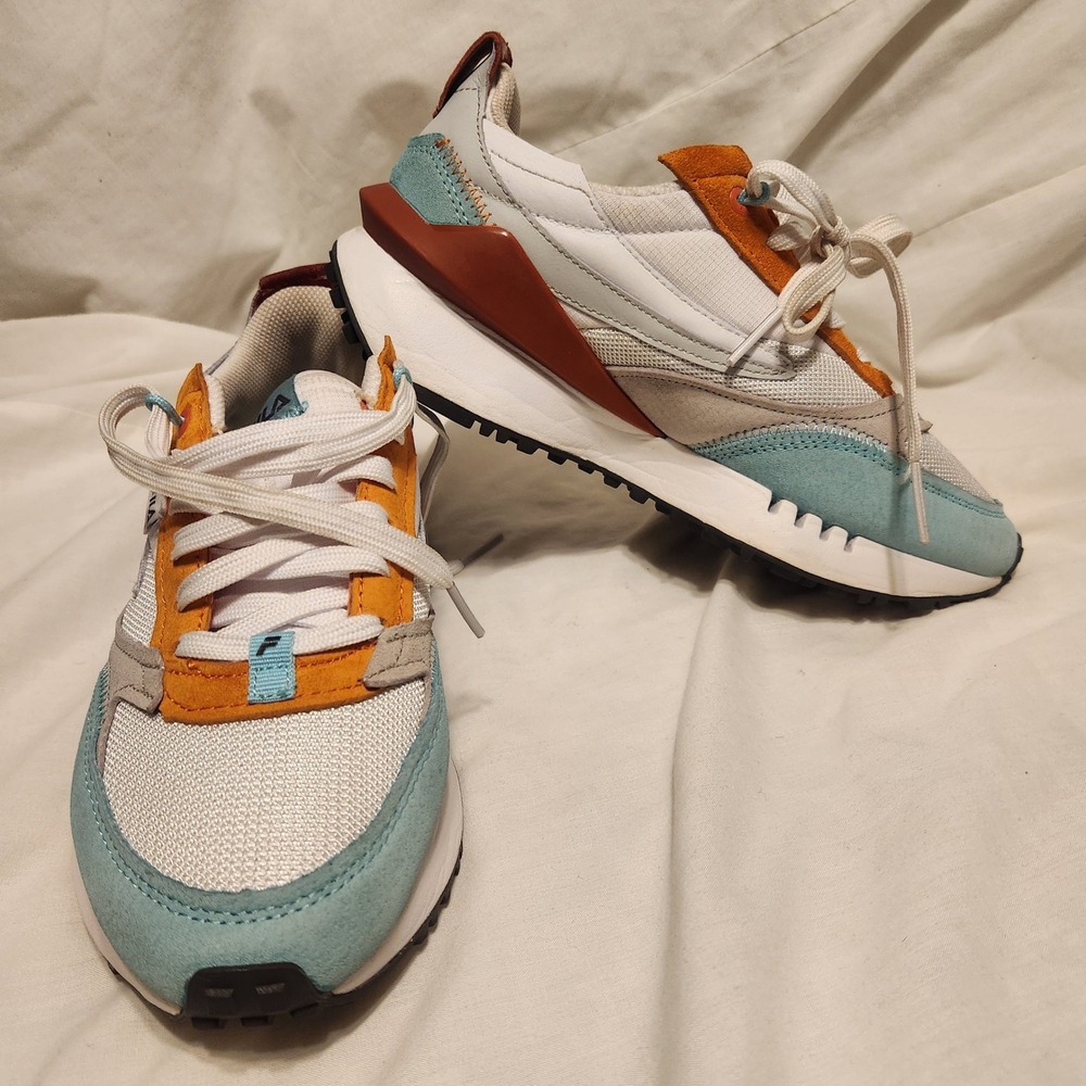 Fila Renno Womens Sneakers White Blue Orange Multi Color 5CM01612-125 Size 9